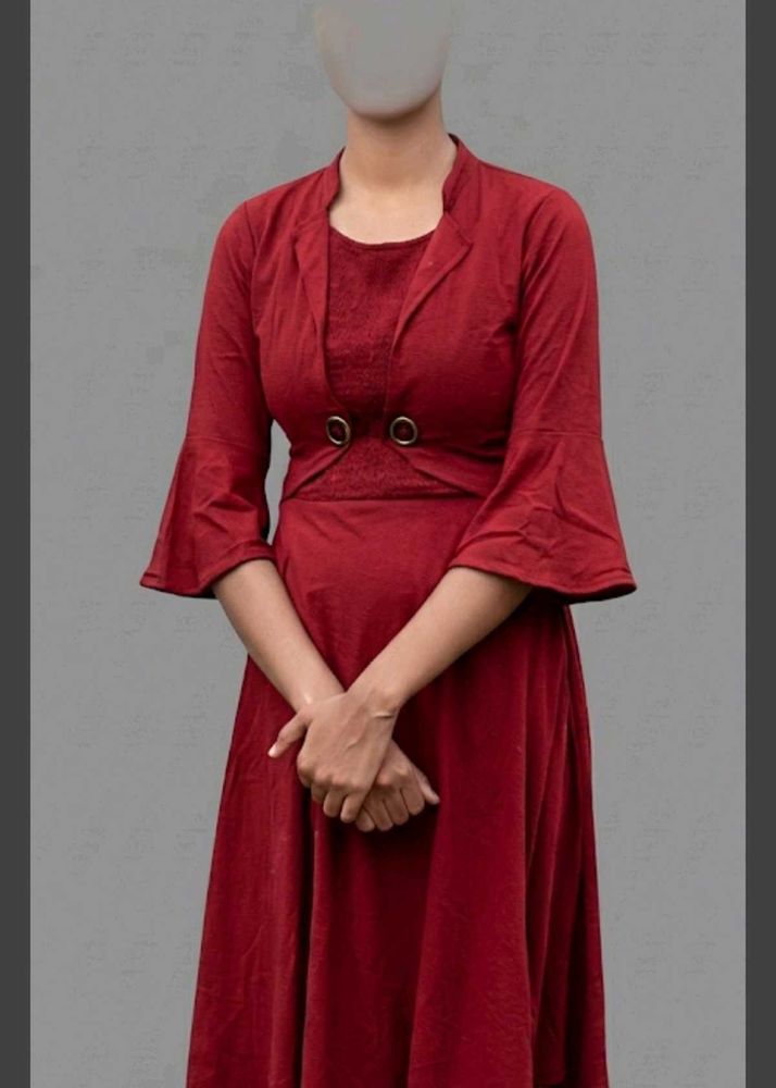 Chic Red Flared Sleeve Dress
