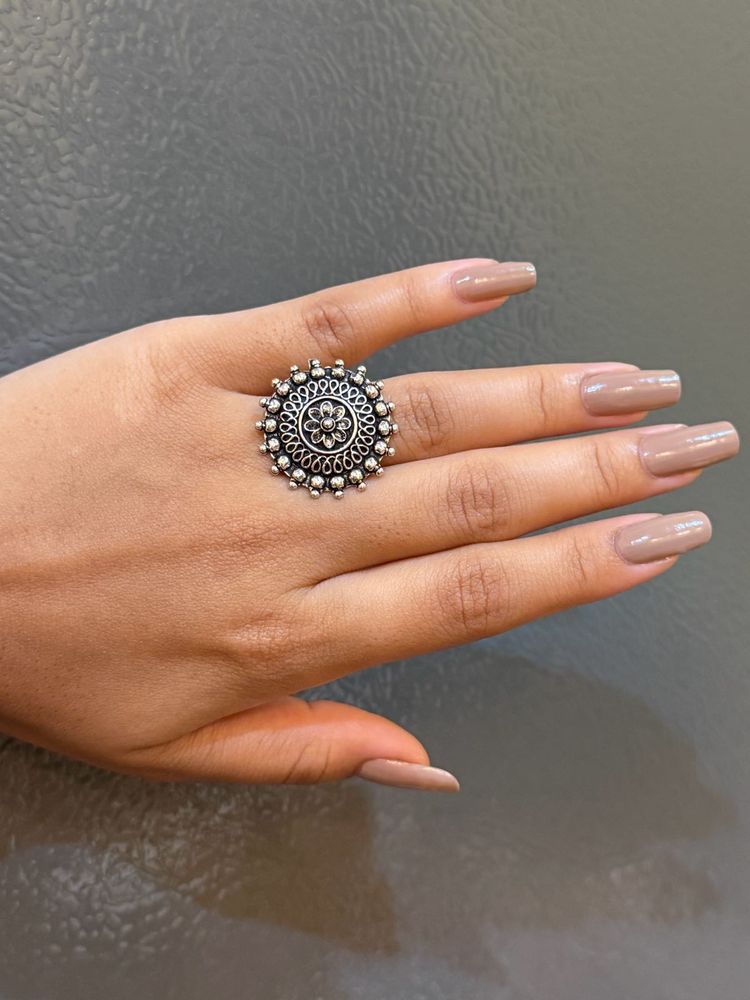 Oxidized Silver Statement Ring