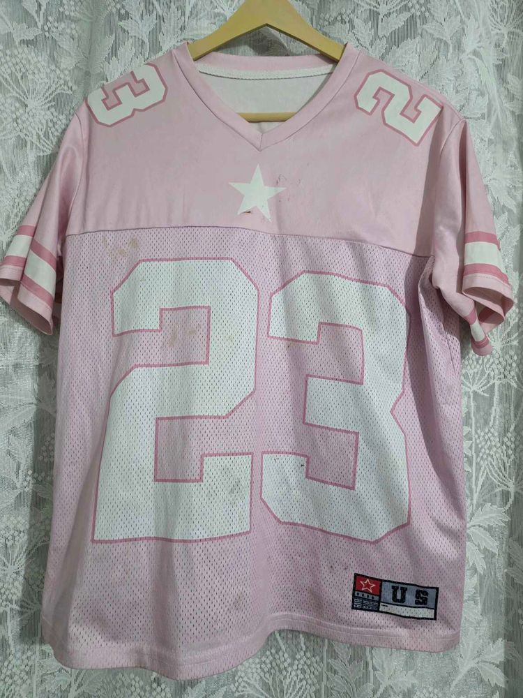 Pink "23" Graphic Jersey Top