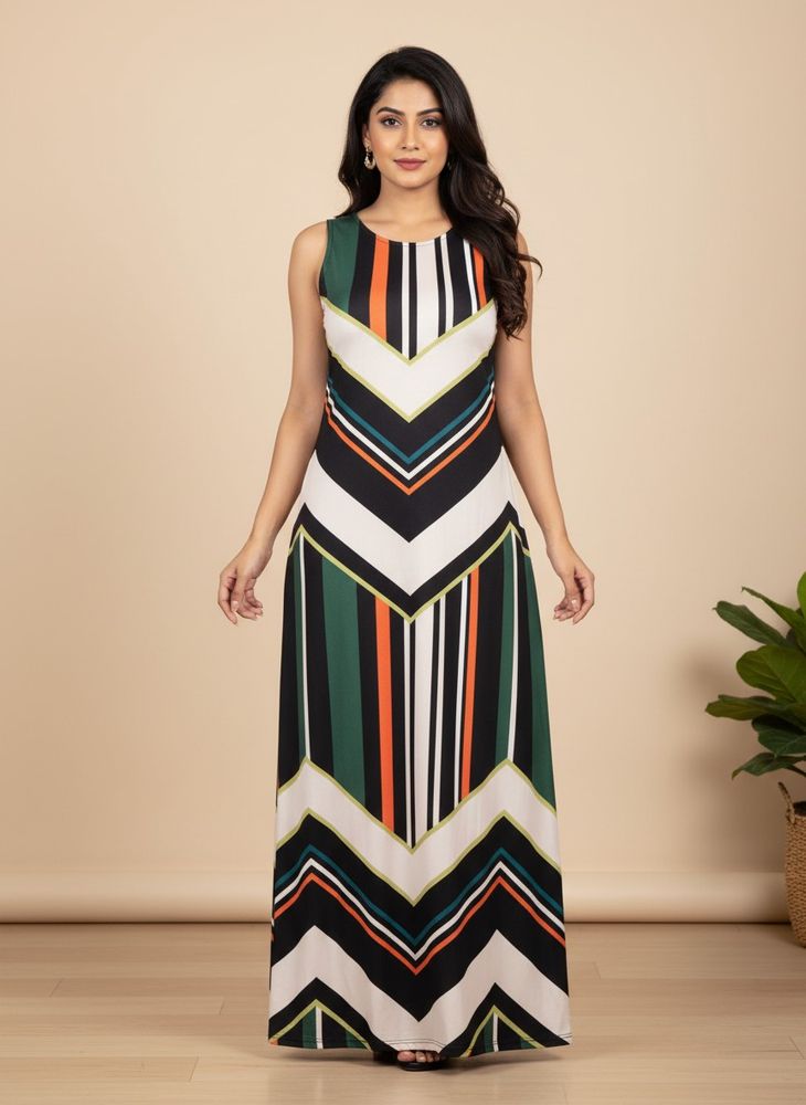 Stylish Chevron Print Maxi Dress