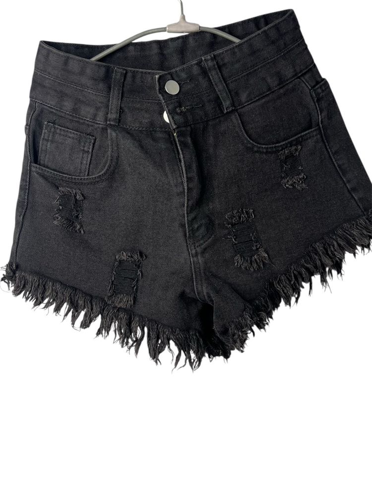 New Frayed Black Denim Shorts Fit To S ( Fix Price