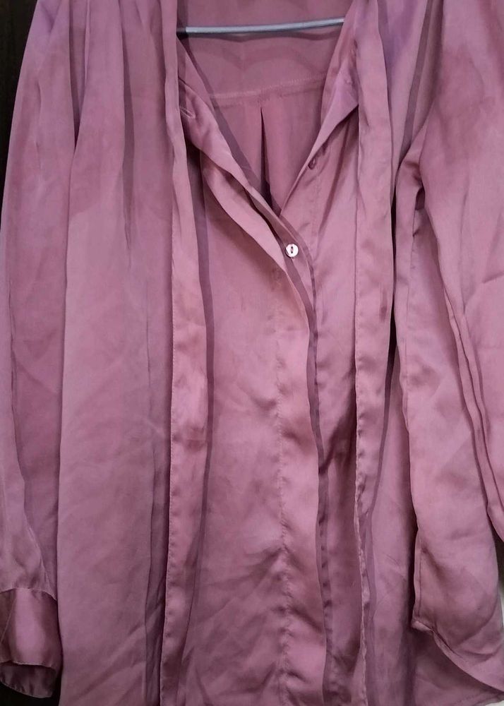 Elegant Lavender Tie-Neck Blouse