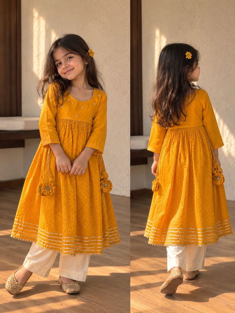 Kids Yellow Kurta Set with Pants
