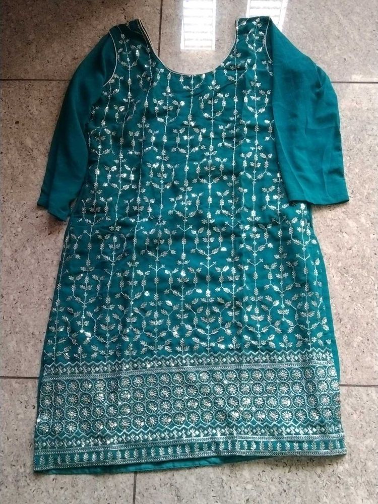 Embellished Teal Kurta and lehnga