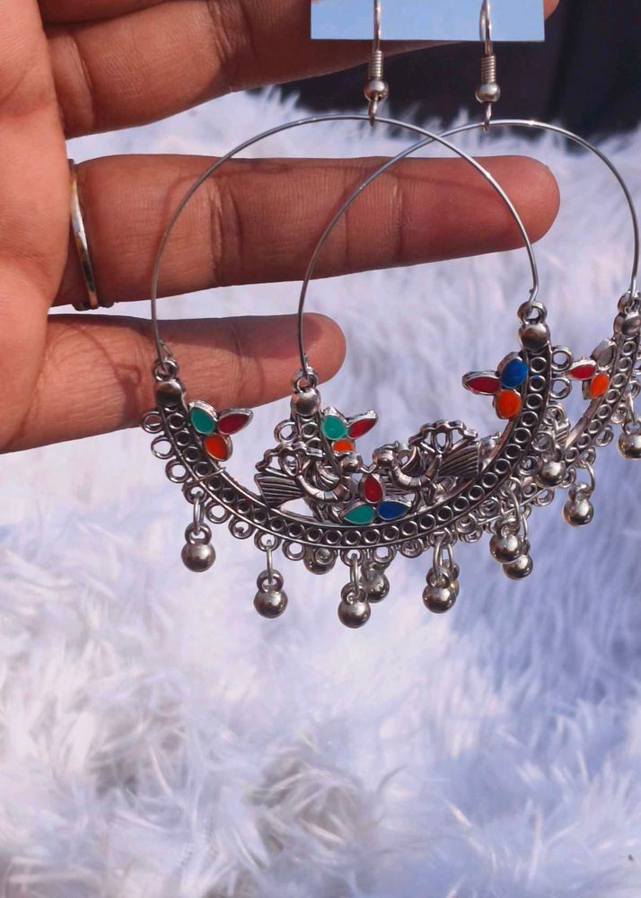 Oxidised Earrings Peacock 🦚 Pack Of 2