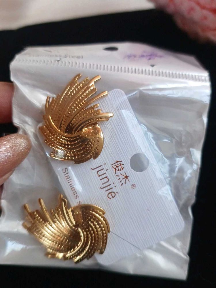 Unique Gold-Tone Swirl Stud Earrings