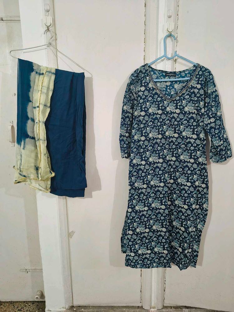 Jaipuri Blue Kurta Set