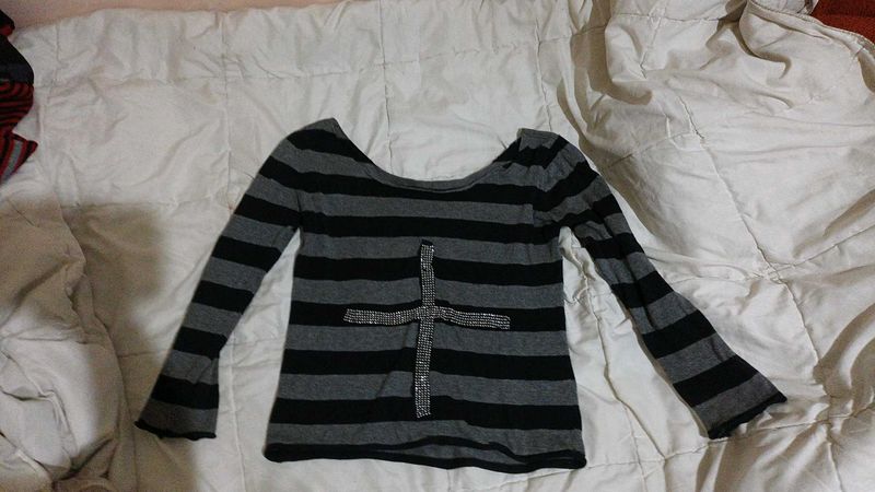 Goth Striped Long Sleeve Top