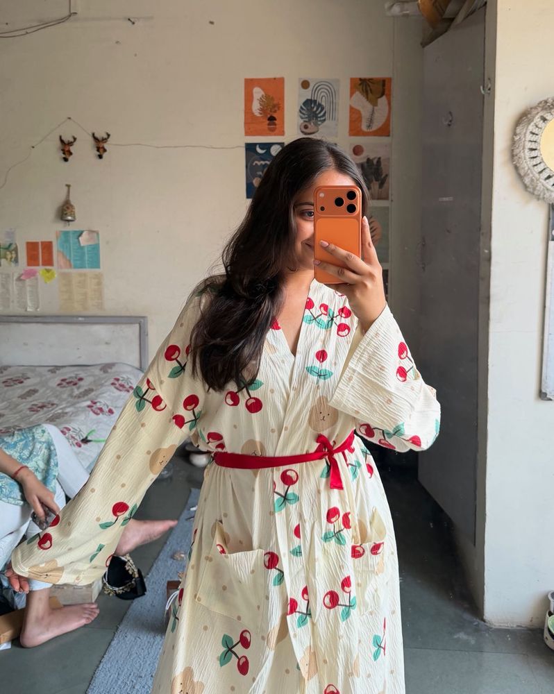 Cute Cherry Print Robe