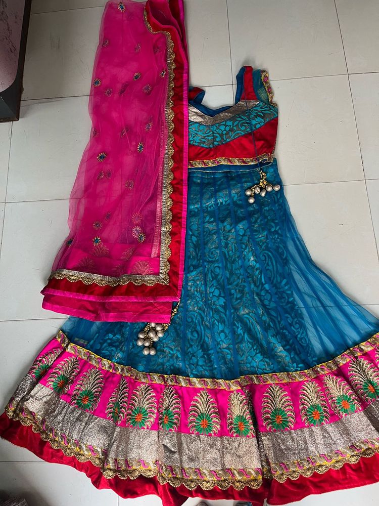 Teal &amp; Pink Lehenga