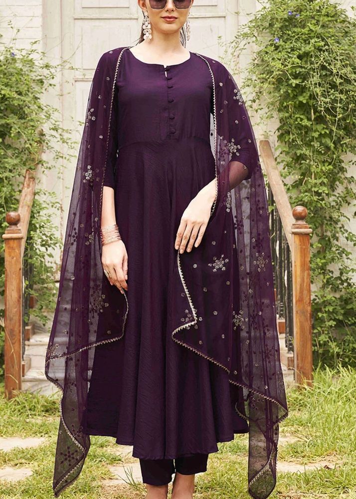 Elegant Purple Anarkali Suit with Dupatta