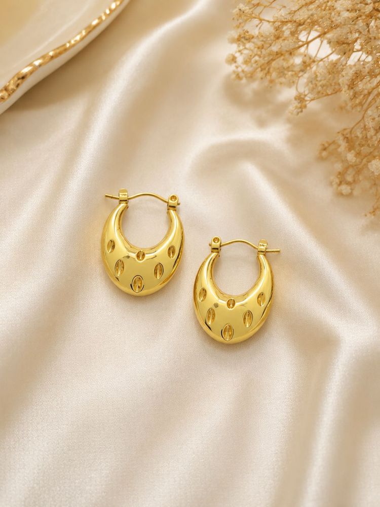 Gold Tone Chunky Hoop Earrings