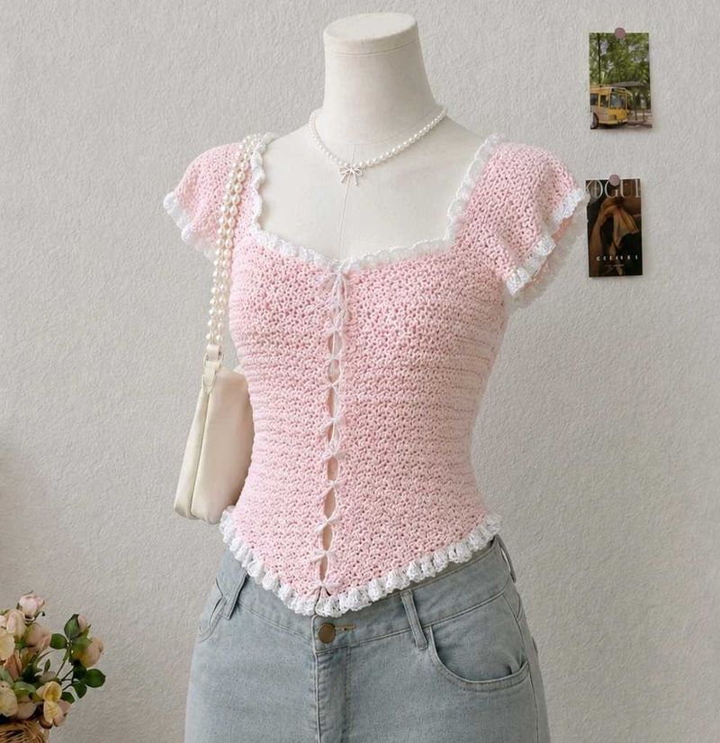 Crochet Ruffle Corset Top