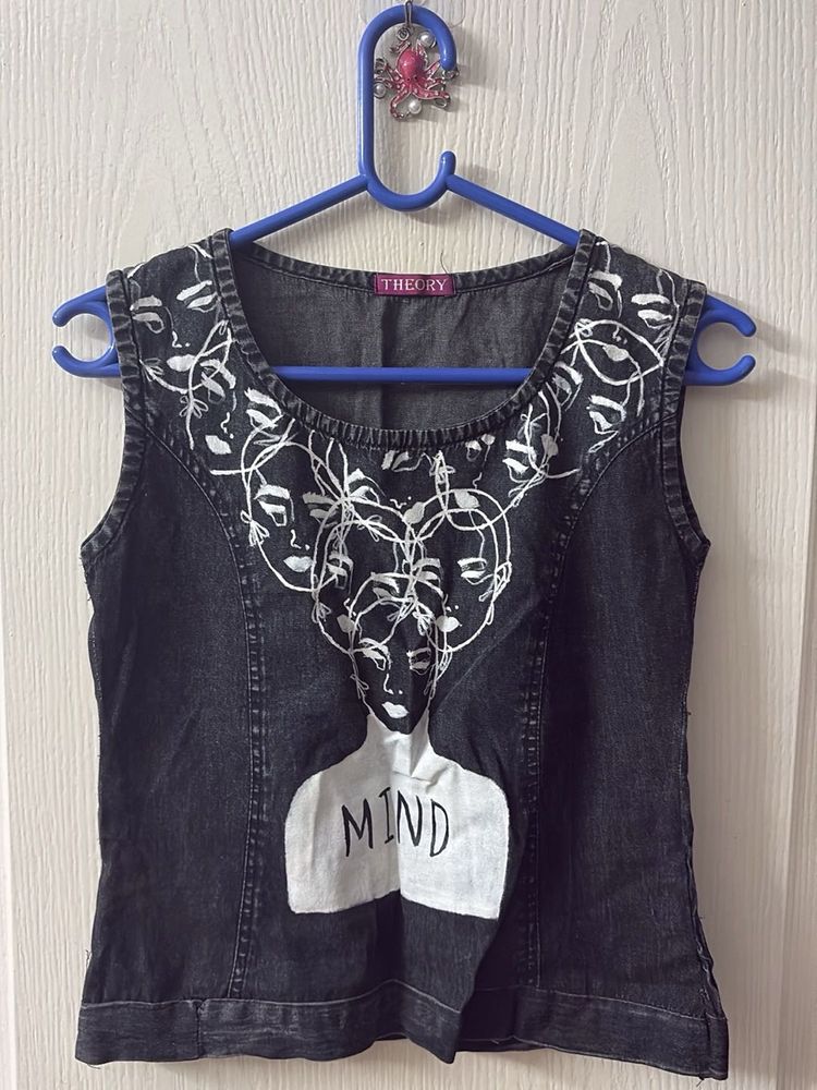 Theory Denim Painted Sleeveless Top