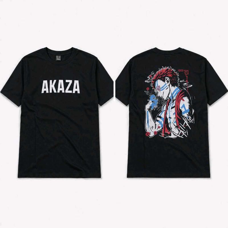 Men's Black "Akaza" Anime Graphic T-Shirt (Size M)