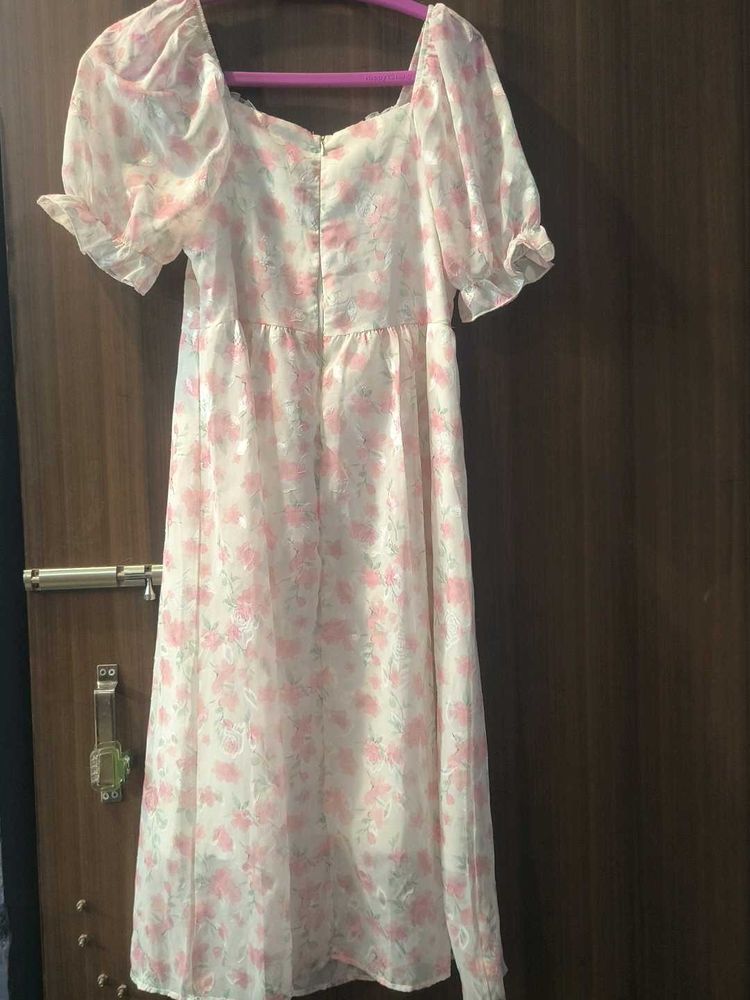 Floral Puff Sleeve Midi Dress