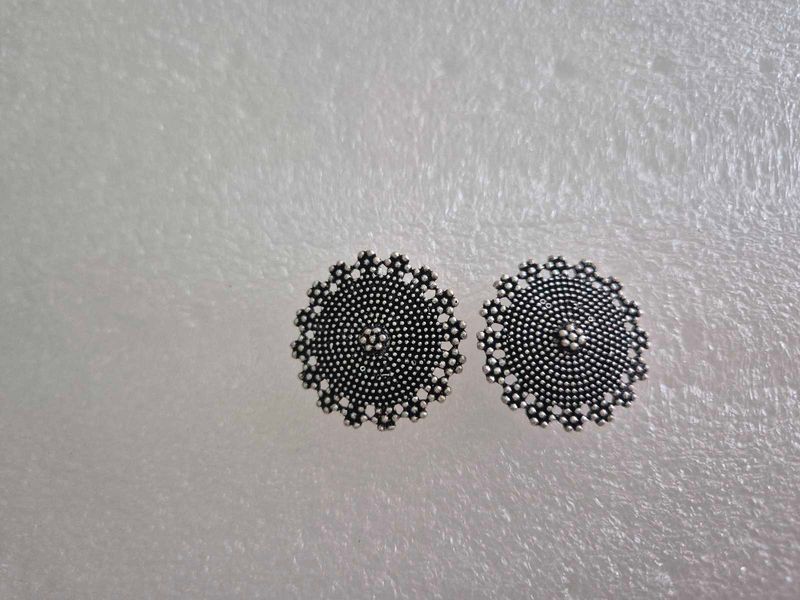 Oxidized Silver Tribal Earrings - Unused