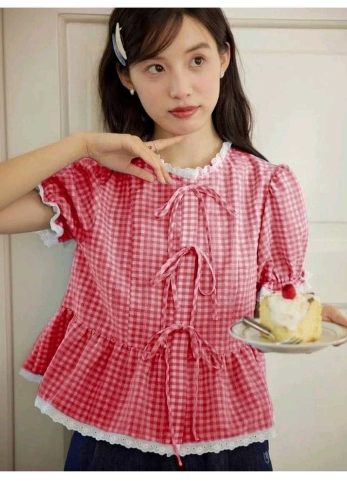 Cute Gingham Peplum Top