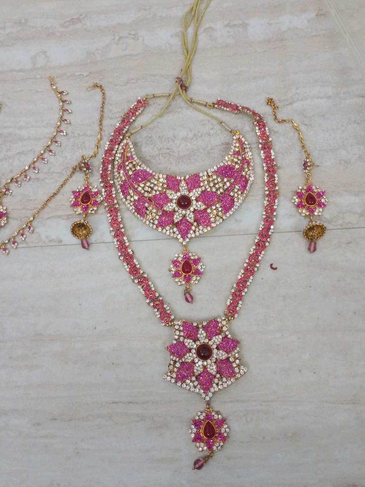 Exquisite Pink Kundan and zarkan Bridal Jewellery