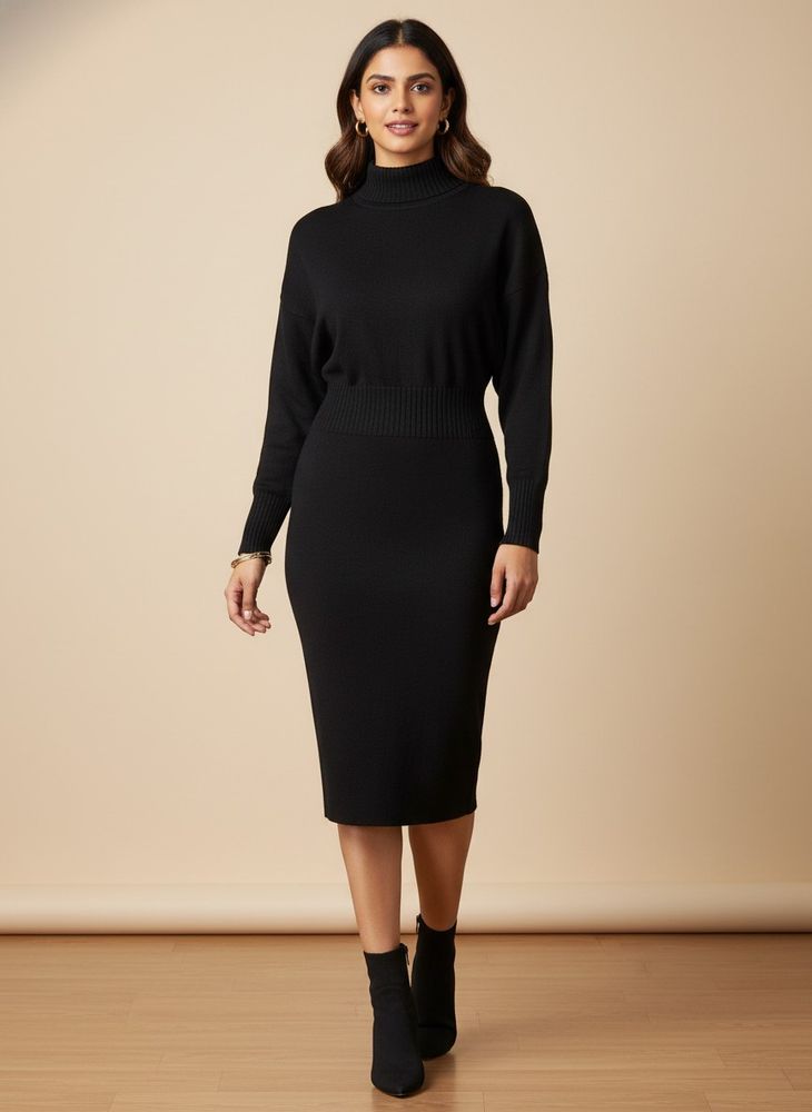 Bodycon Black Linen Strechable Dress
