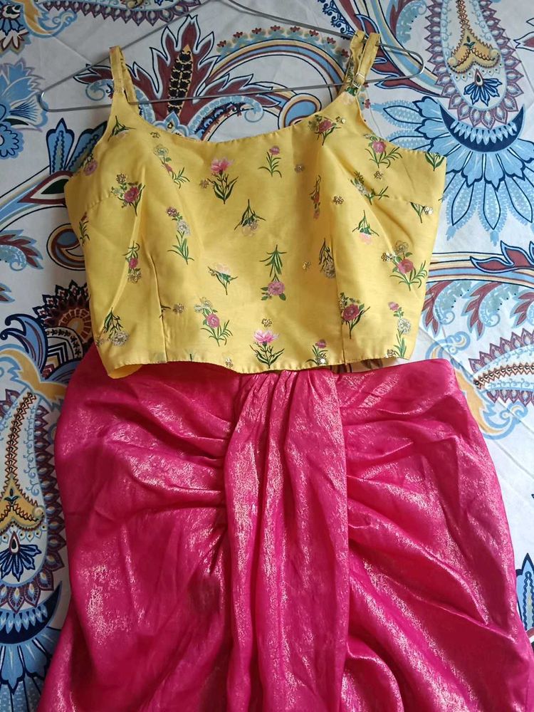 MAX Pink Metallic Top Skirt Set