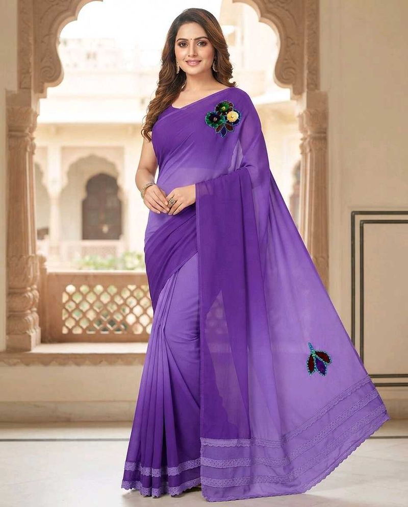 Beautiful Ombre Purple Saree