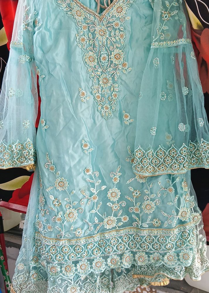 Short Kurta And Sharara With Heavy dupp