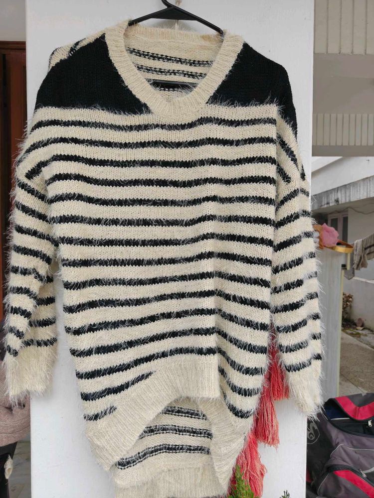 Striped Fuzzy Knit Sweater