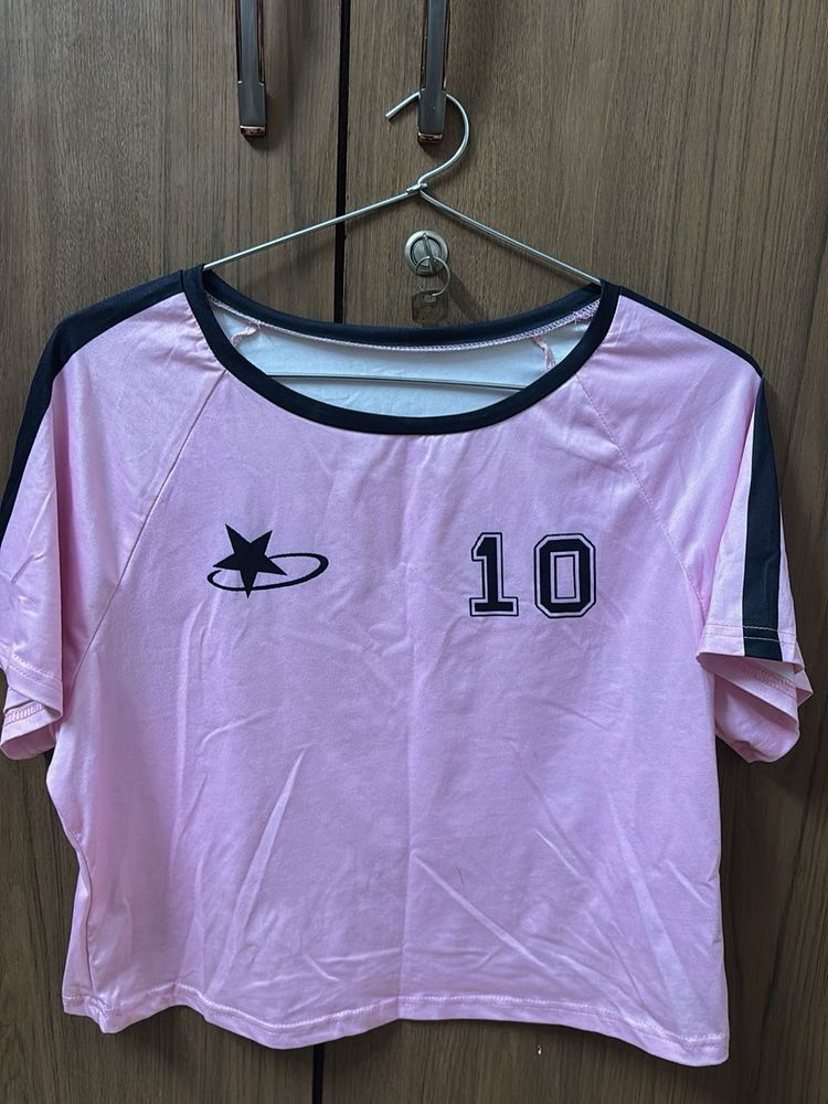 Pink Graphic Crop Top