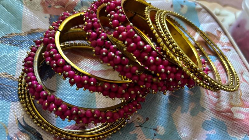 Set of Pink &amp; Gold Bangles
