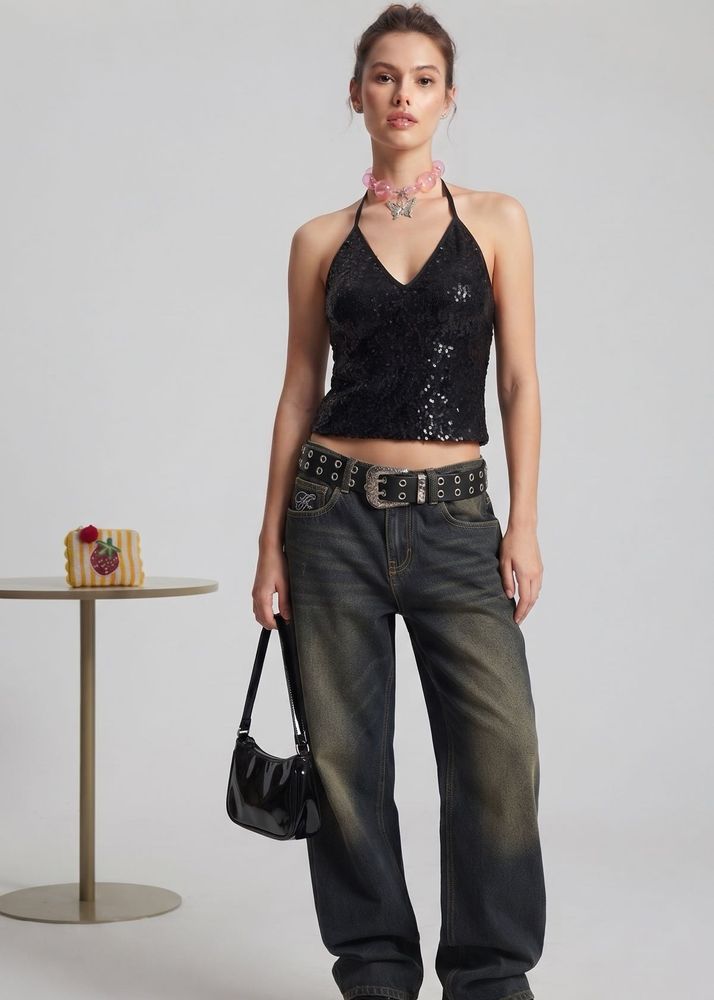 Chatpata Sequin Halter Top