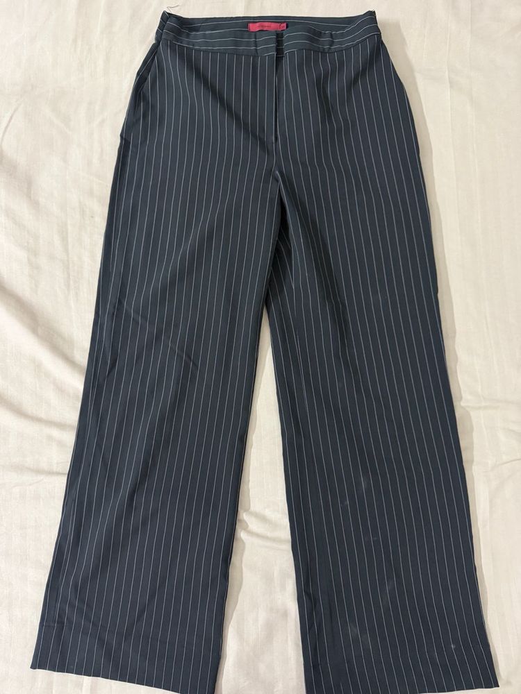 Pinstripe Wide-Leg Pants