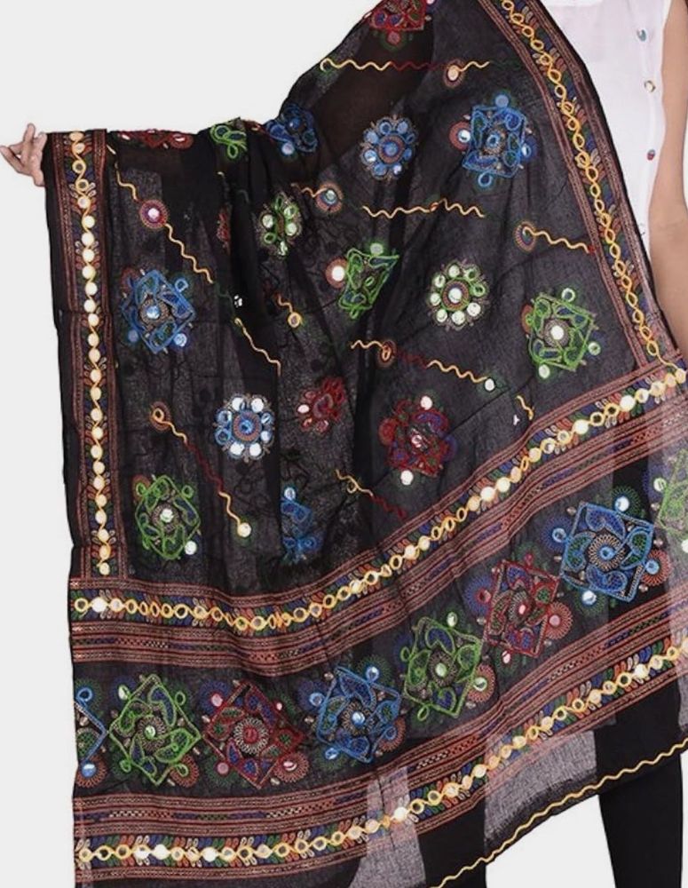 Embroidered Black Dupatta