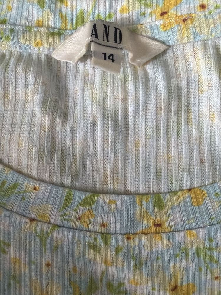 Floral Print Ribbed Top