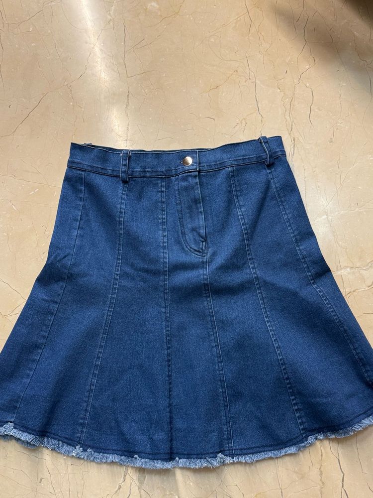Flared Denim Mini Skirt
