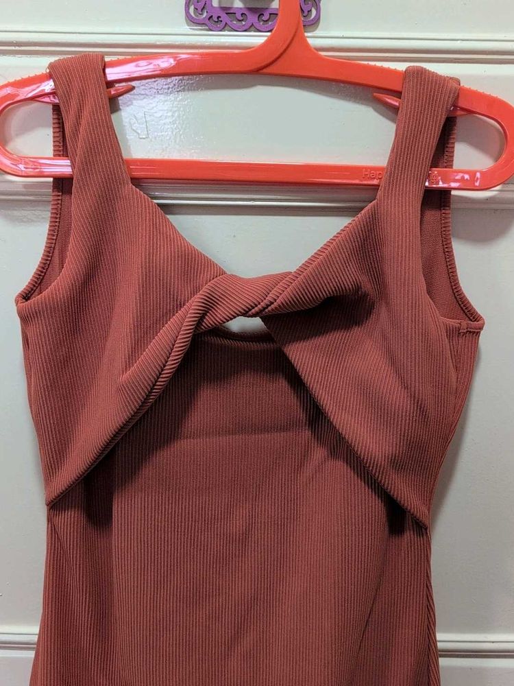 Ribbed Twist Front Dress