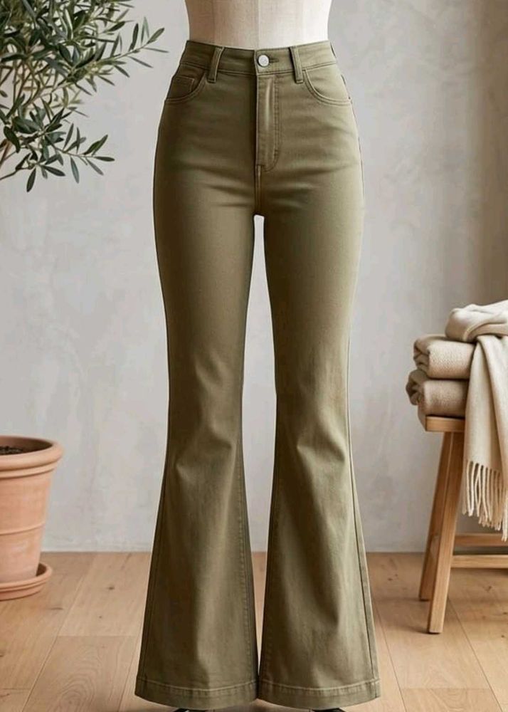 Olive Green Flared Pants