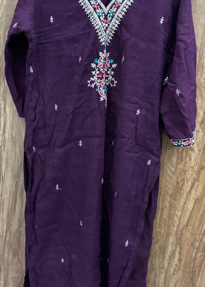 Embroidered Purple Kurta