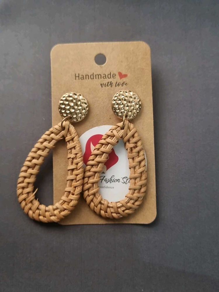 Handwoven Teardrop Hoop Earrings