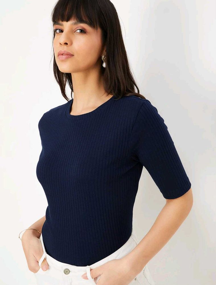 Classic Navy Ribbed Top