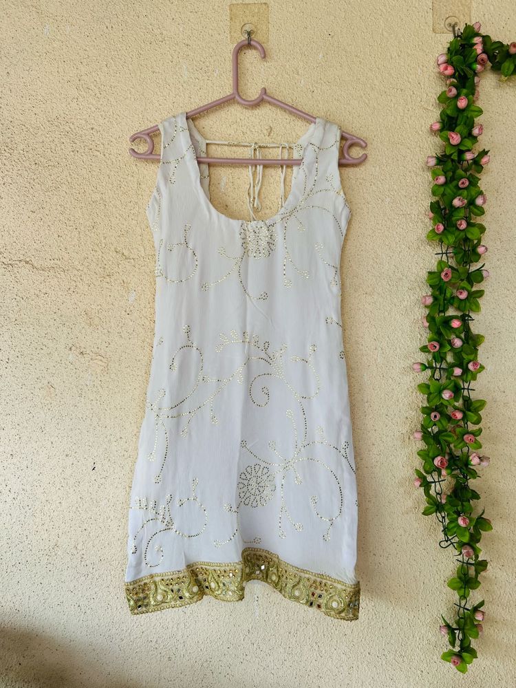 White Kurta with Gold Embellishments