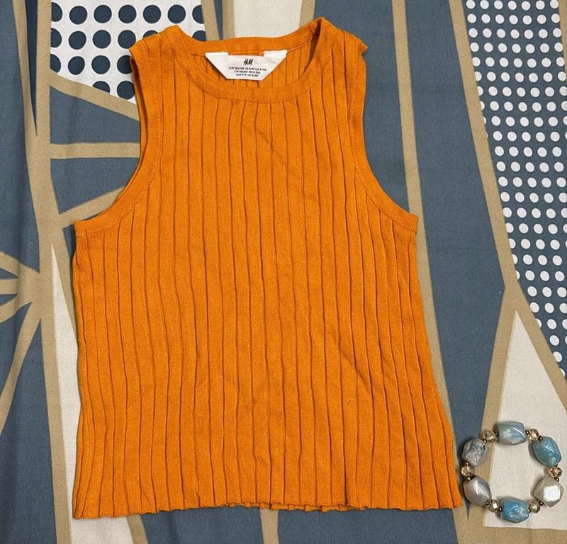 Orange Ribbed Tank Top
