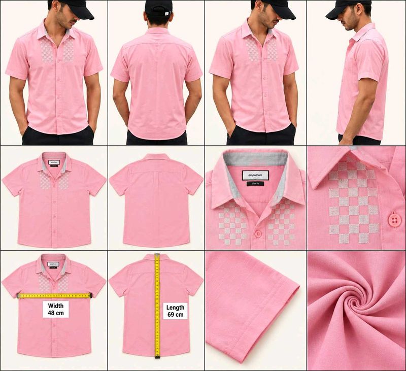 Empolham Slim Fit Pink Shirt