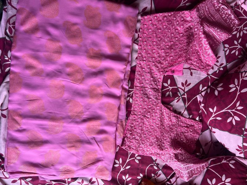pink saree and blouse