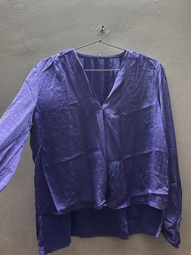 Flowy V-Neck Purple Tunic Top
