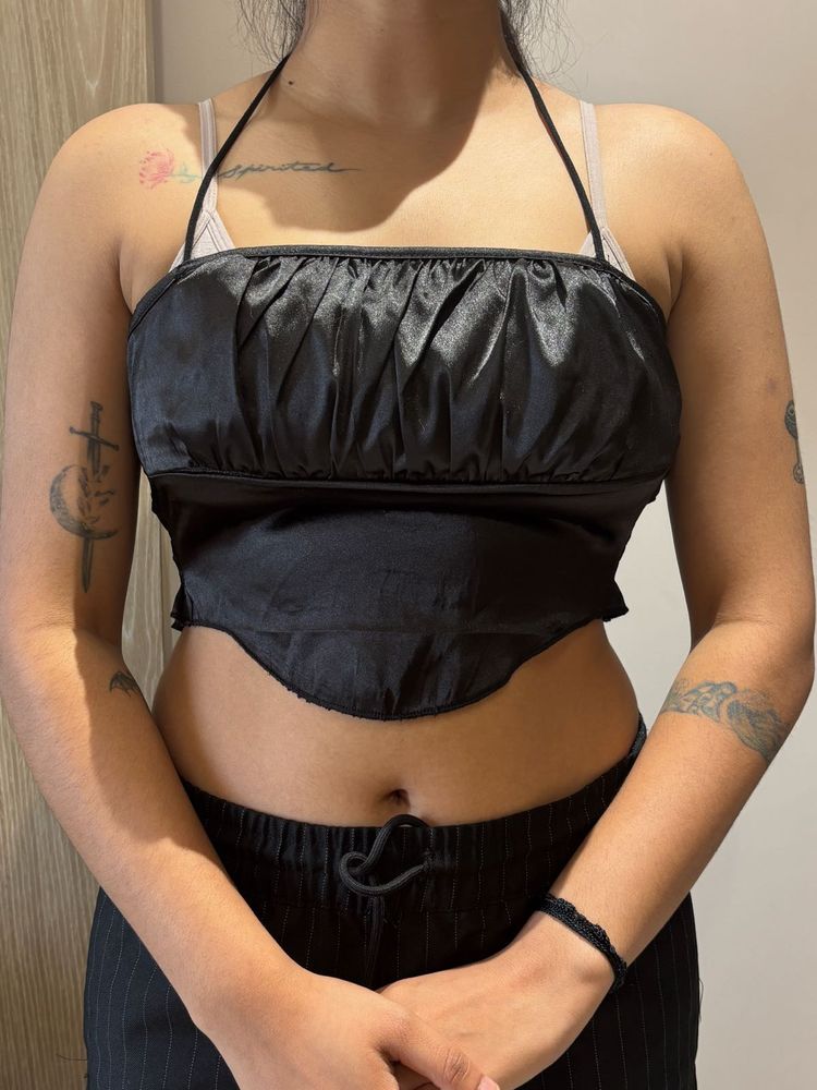 Black Smocked Tube Top
