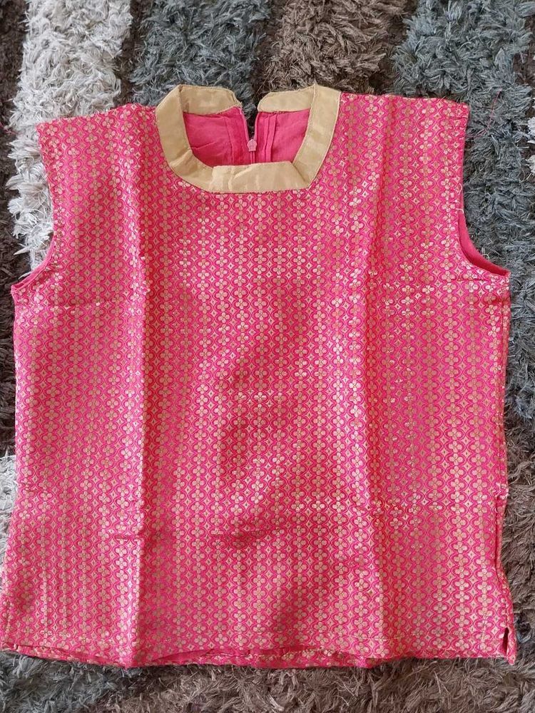 Stunning Pink Brocade Blouse