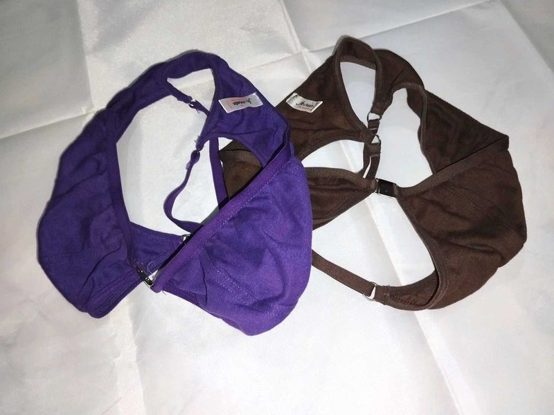 Harness Bralette Set - Purple &amp; Brown