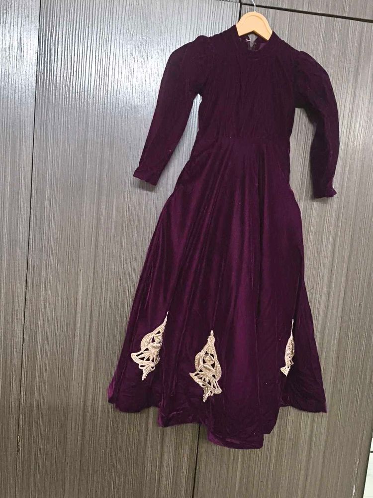 Elegant Velvet Girls' Dress
