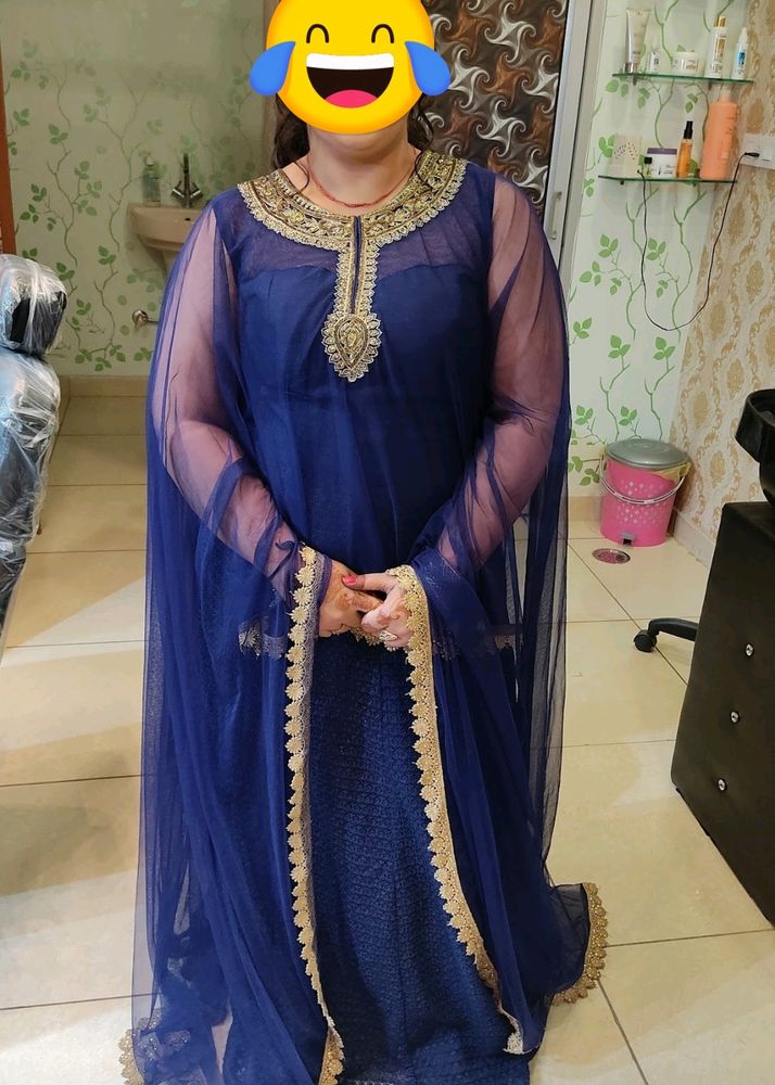 Embroidery Gown With Attached Dupatta